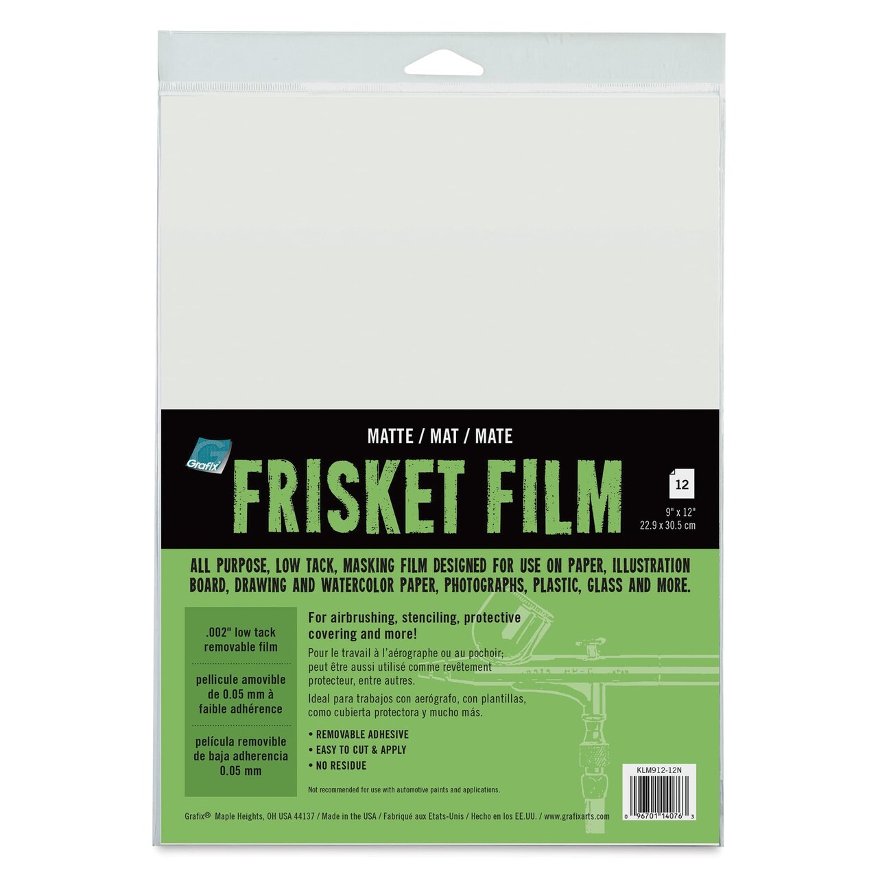 Grafix All-Purpose Frisket Film - 12 Sheets, 9" x 12", Matte, Low Tack